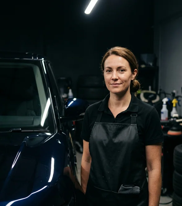 Kate Rowley in the detailing bay