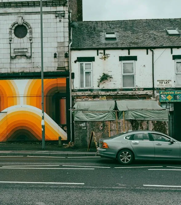 a wrapped car on a South Yorkshire street