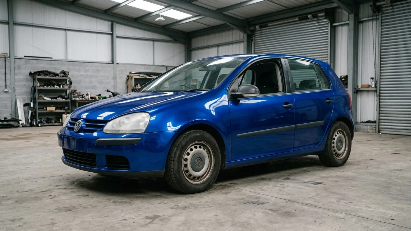 The same Golf after its colour change to gloss blue