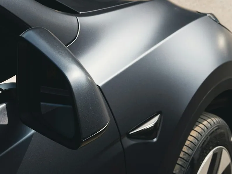 satin finish wrap on a panel, close